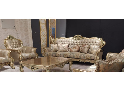 Sofá clásico de tres plazas 3 plazas Sofás Tela Estilo Barroco Sala de estar Asiento Nuevo