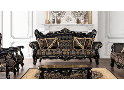Sofá tres plazas sofá 3 plazas sillón tela barroco rococó muebles de 232 cm.