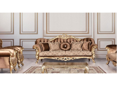 Sofá de tres plazas de lujo estilo Barroco y Rococó Tapizado en tela conjunto de sofás y sillones muebles de estilo.