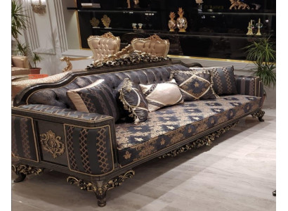 Sofá de 3 plazas de tela para salón de lujo estilo barroco de 3 piezas nuevo.
