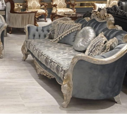 Sofá de tres plazas 3 asientos Sofá Muebles Clásico Sofás Tela Estilo Barroco Rococó Nuevo
