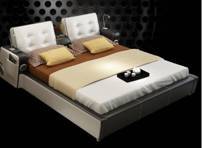 Sistema de música para camas USB, camas multifunción de lujo muebles dormitorio.