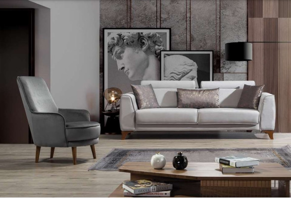 Sofá de salón 3+1, conjunto de sofás de diseño, sofá barroco, sillón tapizado.