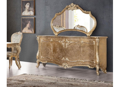 Juego de cómoda con espejo, juego de cómodas de madera, grupo de muebles barrocos.
