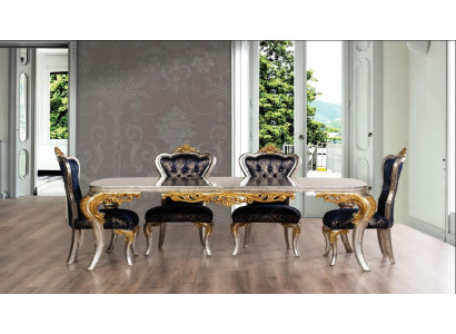 Set de 4 sillas de comedor silla de comedor silla de respaldo de lujo estilo de comedor de lujo barroco de 4 piezas.