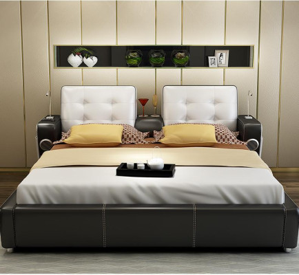 Sistema de música para camas USB, camas multifunción de lujo muebles dormitorio.