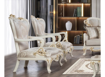 Sillón orejero sillón diseño tapizado barroco sofá textil asiento sala de estar estilo