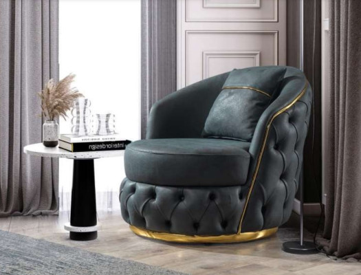 Sillón Chesterfield Asiento Barroco Diseño Rococó Moderno Sala de Estar Tapizado Trono