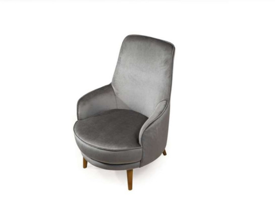 Sillón asiento Diseño moderno Sala de estar Tapizado Individual Relajación Gris Estilo Lujo