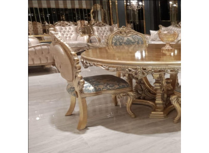 Silla de comedor Silla Sillas Madera Lujo Comedor Tela Estilo Barroco Respaldo