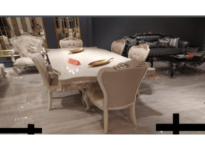 Silla de comedor con respaldo de madera de lujo estilo barroco silla de comedor tela nuevo.