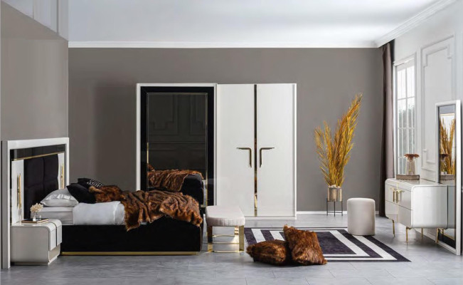 Mesa de noche blanca mesa auxiliar de lujo muebles de dormitorio modernos con estante