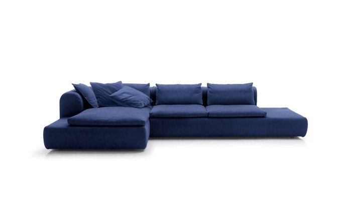 Sofá esquinero en forma de L Muebles Azul Sofás Textil Acolchado Sofás Sofa