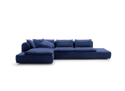 Sofá esquinero en forma de L Muebles Azul Sofás Textil Acolchado Sofás Sofa
