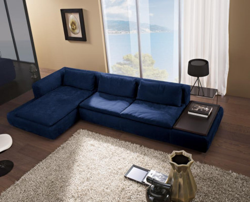 Sofá esquinero en forma de L Muebles Azul Sofás Textil Acolchado Sofás Sofa