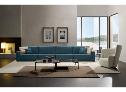 Sofá de 4 plazas tapizado en cuero Diseño de sofás italianos Muebles azules.