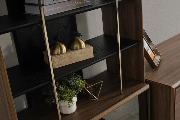 Conjunto de sala de estar, soporte para TV, vitrina, estantería de madera, mueble moderno.
