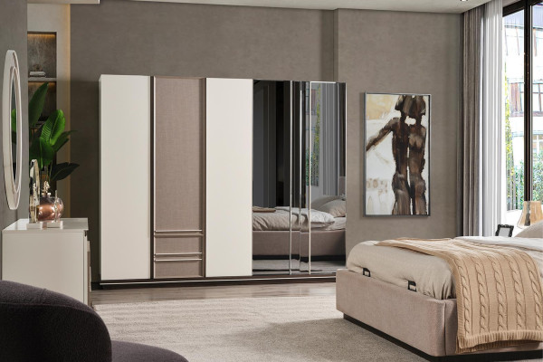 Conjunto de dormitorio Cama 2 mesitas de noche Tocador Lujo nuevo 6 piezas Diseño.