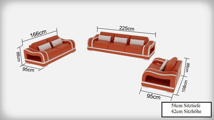 Sofá de cuero en forma de L conjunto de sofás de 3+2+1 plazas diseño moderno G8030D.