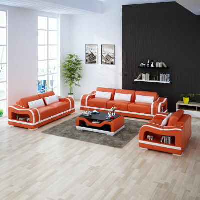 Sofá de cuero en forma de L conjunto de sofás de 3+2+1 plazas diseño moderno G8030D.