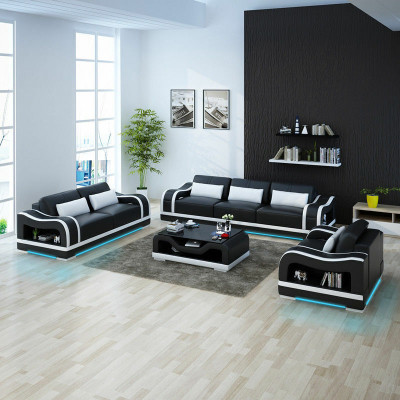 Sofá de cuero en forma de L conjunto de sofás de 3+2+1 plazas diseño moderno G8030D.