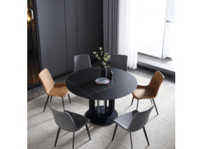 Mesa redonda de diseño de lujo de acero inoxidable para comedor, mesas de comedor nuevas.