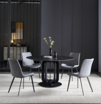 Mesa redonda de diseño de lujo de acero inoxidable para comedor, mesas de comedor nuevas.
