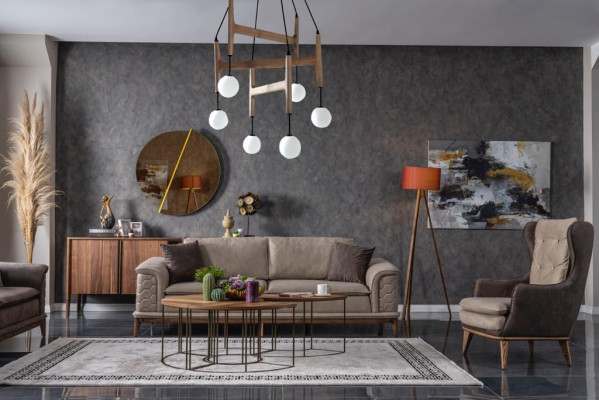 Conjunto de sofás de lujo sofá conjunto sofás sillones 3 + 1 asientos tela diseño moderno nuevo