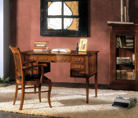 Escritorio Silla Madera Reposabrazos Escritorio Muebles de oficina Italiano Nuevo de 2 piezas