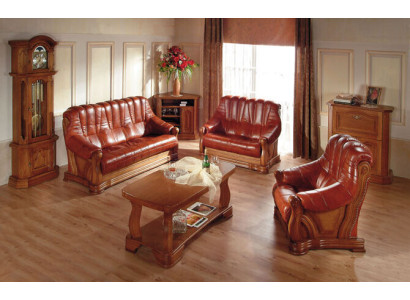 Estilo antiguo Sofá de cuero Sofá Juego de sofás 3+1+1 Asiento Cuero Italiano Tapizado