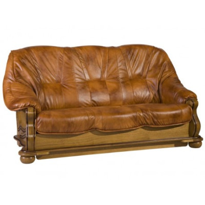 Estilo antiguo sofá de cuero Conjunto de sofá 3+2+1 asientos Cuero italiano Acolchado