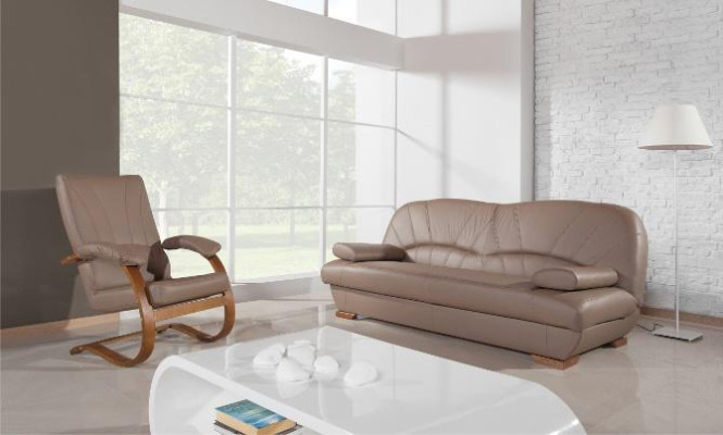 Conjunto de sala de estar clásico 3+1+1 Sofá de cuero de 100%