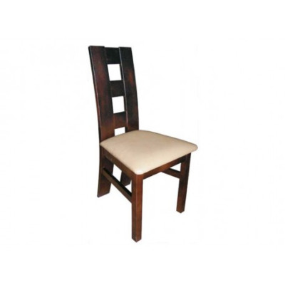 Set de 4 sillas de comedor de cuero, silla de comedor de madera maciza con cojín.