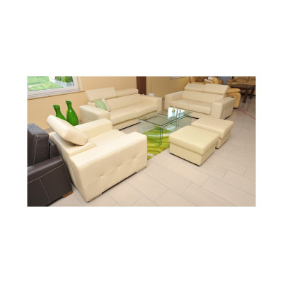 Sofá de 3 plazas más 1 set de sofás de diseño, sofás tapizados en cuero, decoración de relax.