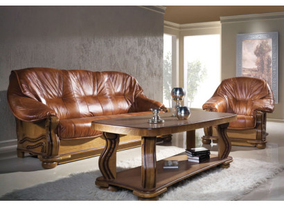 Sofá clásico Tapizado 3+2 plazas Conjunto de sofás de cuero Estructura de madera