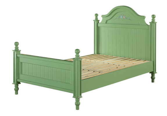 Cama verde, cama doble clásica, cama de campo, cama de hotel de lujo, dormitorio nuevo.