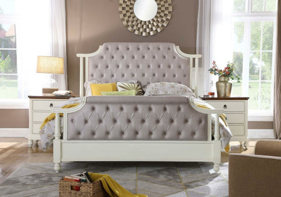 Dormitorio Set Cama 2x Mesita de Noche 3 pzas. Camas Fundador Época Lujo Chesterfield