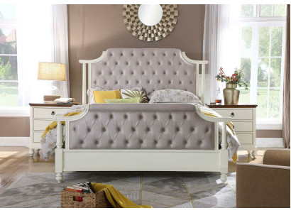 Dormitorio Set Cama 2x Mesita de Noche 3 pzas. Camas Fundador Época Lujo Chesterfield