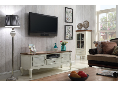 Mueble de televisión de estilo clásico de madera para salón.
