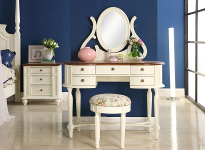 Tocador Espejo Taburete Completo Cómoda Dormitorio Muebles rústicos Consola
