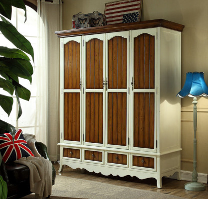 Armario multiusos de 198 cm de altura para dormitorio con estantes de madera.