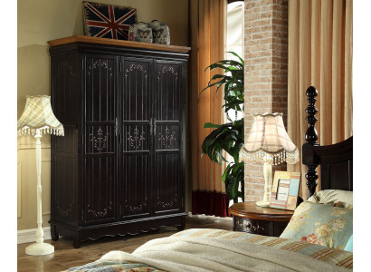 Armario antiguo estilo negro muebles rústicos armario de dormitorio.