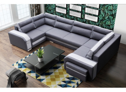 XXL paisaje de sala sofá esquinero sofá sillón tapizado conjunto esquina diseño forma en U nuevo