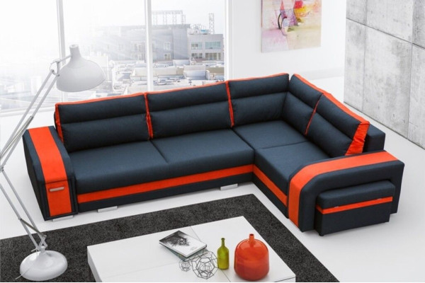 Sofá cama diseñador sofá con función de cama + canapé rinconera sofá (Nuevo)