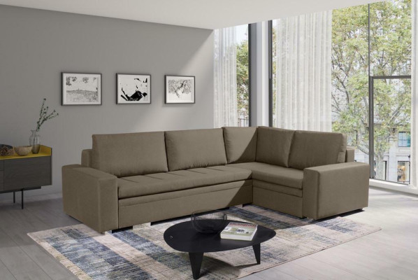 Sofá de esquina moderno para la sala de estar en tela con sofá cama, sofá seccional acolchado.