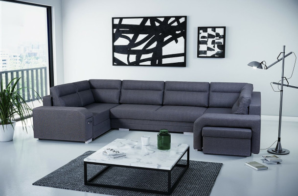 Sofá esquinero XXL tapizado modular de diseñador en forma de U para sala de estar, nuevo.