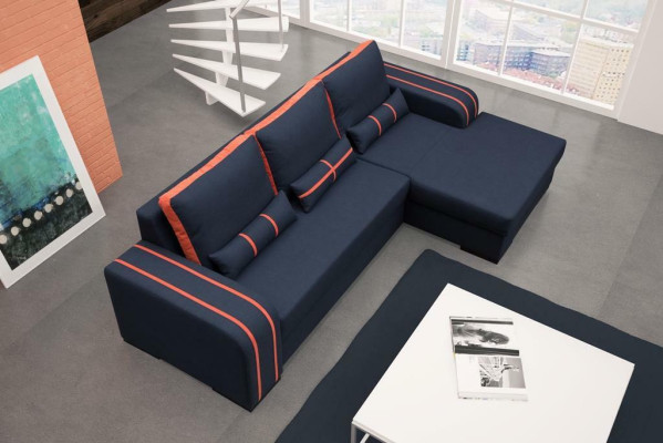 Sofá cama esquinero con función de cama y tapizado - Conjunto moderno con función de dormir