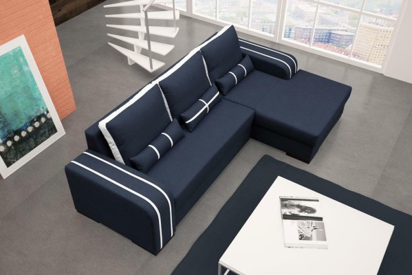 Sofá cama esquinero con función de cama y tapizado - Conjunto moderno con función de dormir