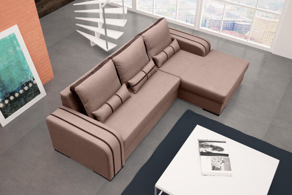 Sofá cama con función de cama, baúl - Sofá de esquina, nuevo diseño.