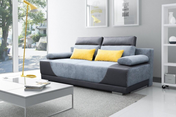 Sofá cama de tela nuevo con función de cama, sofá de 3 plazas y cojines de tela.